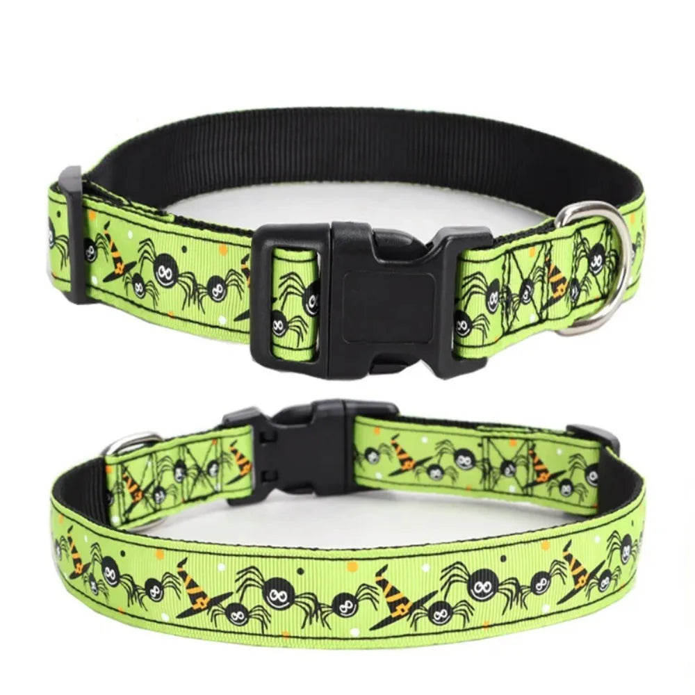 Halloween Pumpkin Bat Ghost Print Nylon Collar for Dogs and Cats