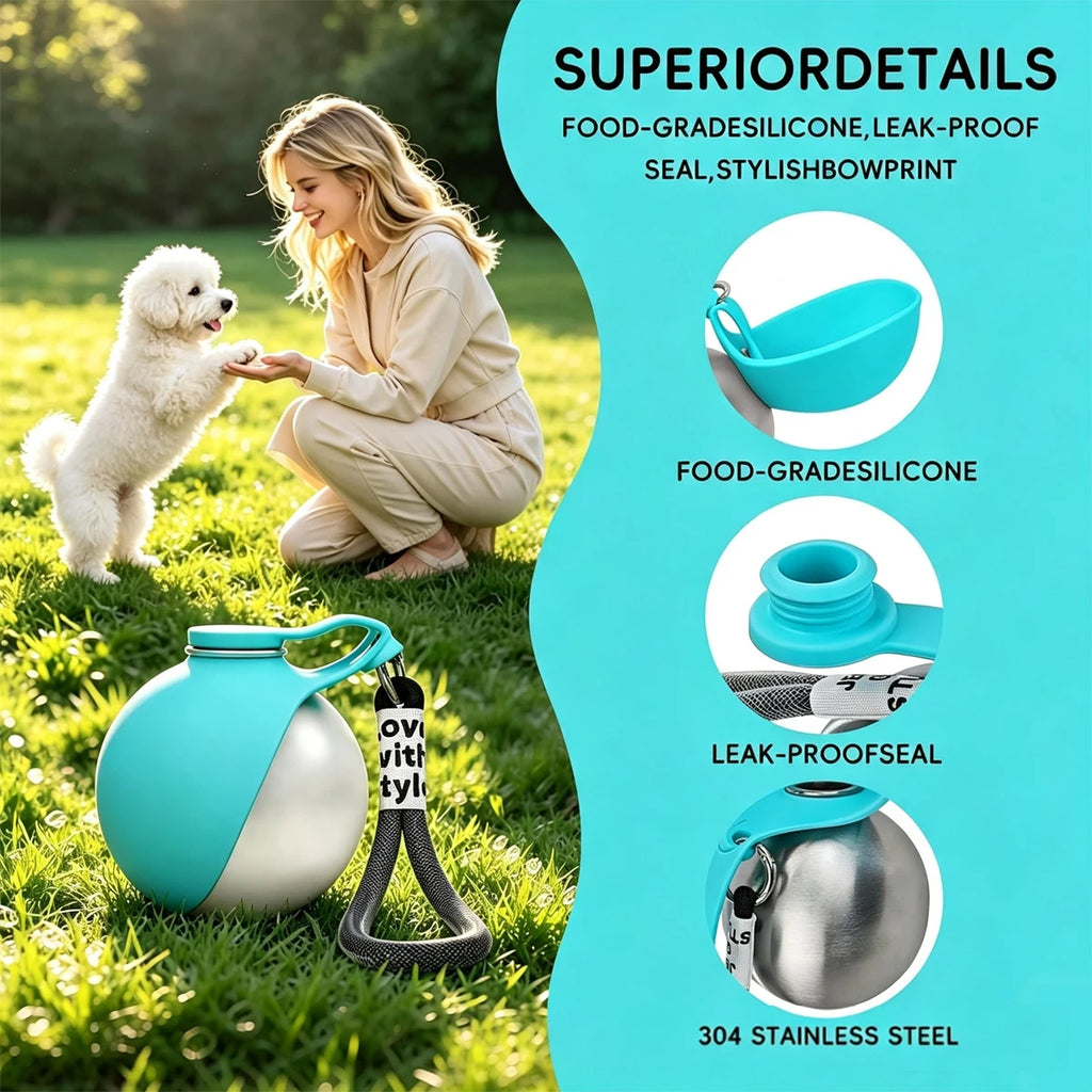 2-in-1 Portable Dog Water Bottle and Bowl for Walks and Travel