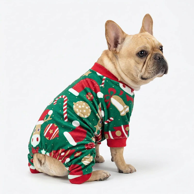 Christmas Dog Pajamas, Holiday Pet Sleepwear Outfit