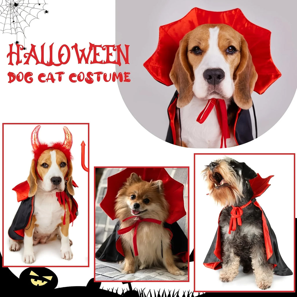 Halloween Vampire Devil Cape Costume for Dogs & Cats Cosplay Outfit