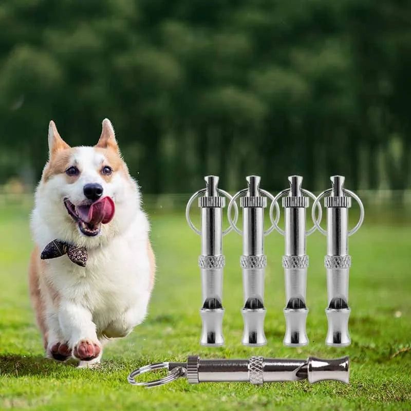 Adjustable Pitch Dog Training Whistle with Keychain, Bark Control