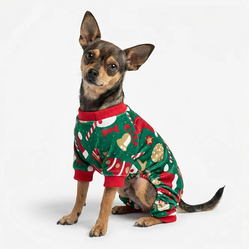 Christmas Dog Pajamas, Holiday Pet Sleepwear Outfit