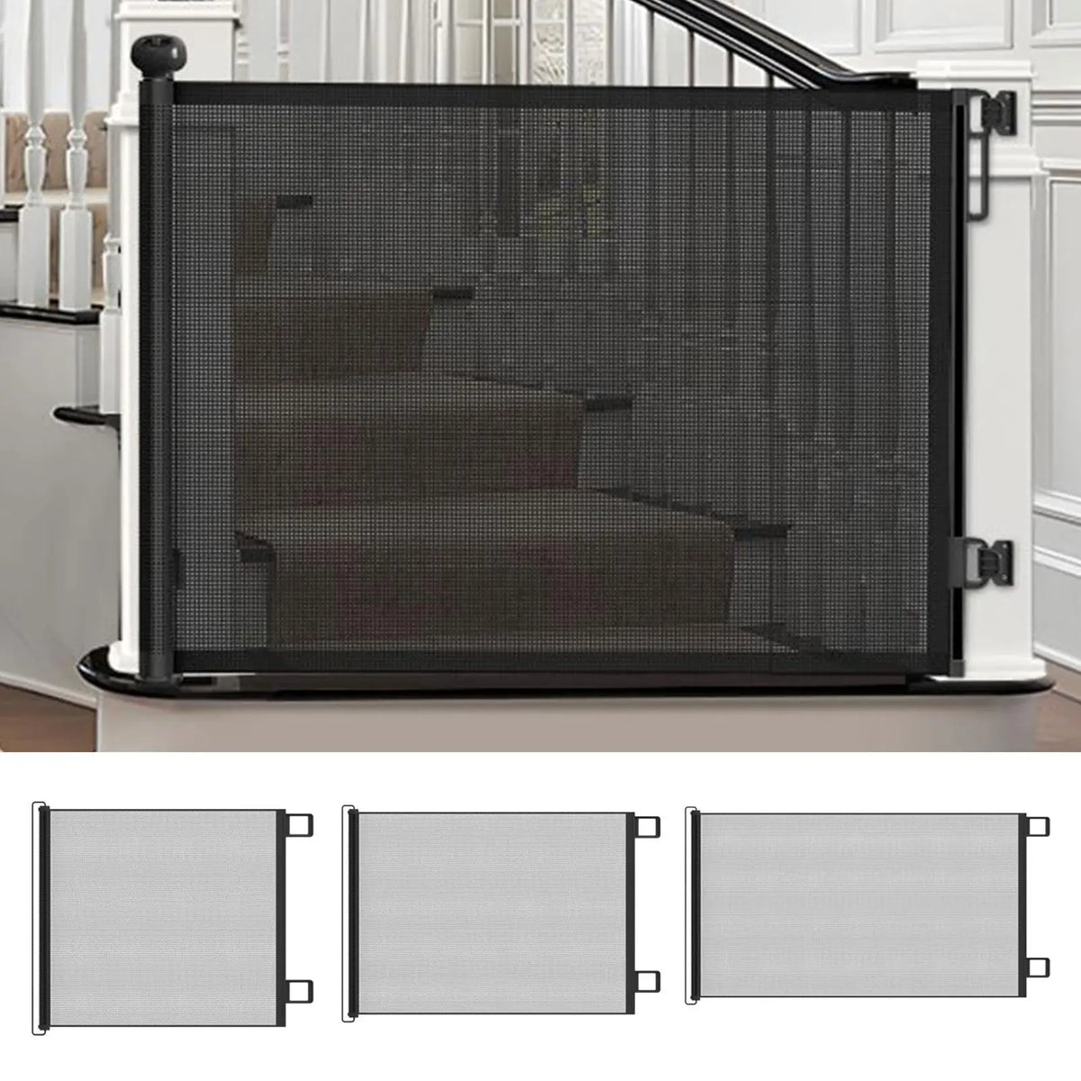 Retractable Mesh Pet Gate for Stairs & Doorways, Indoor Dog Barrier