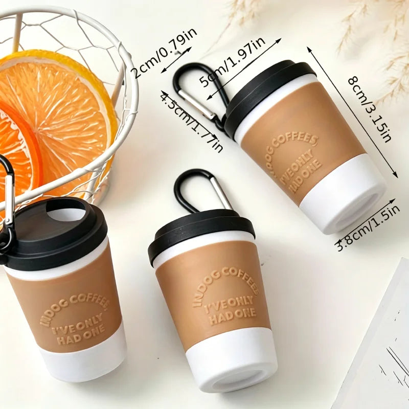 Coffee Cup Dog Poop Bag Dispenser with Leash Clip for Walks