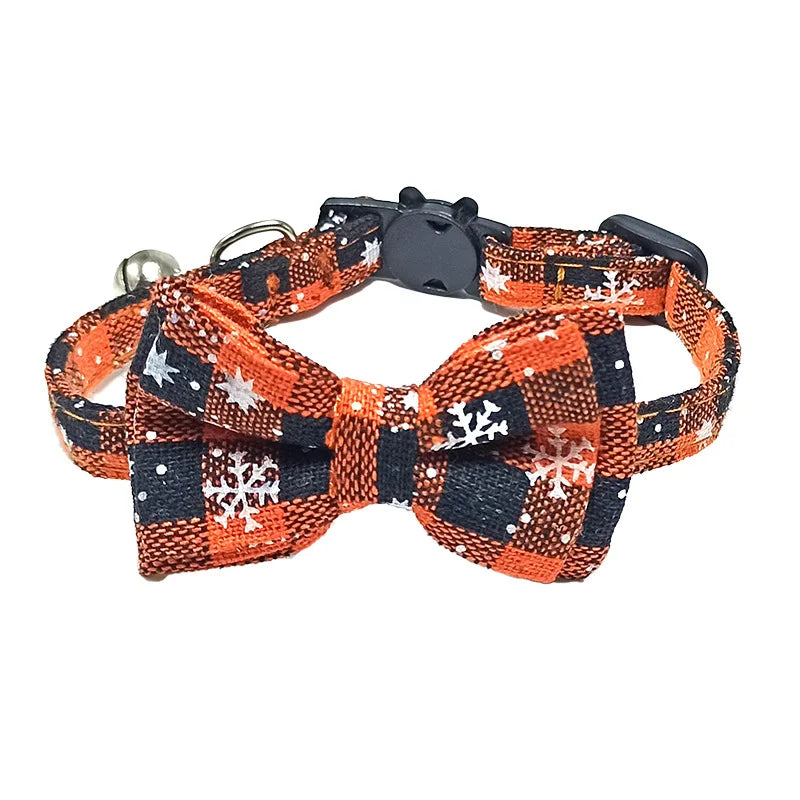 Christmas Plaid Bow Tie Breakaway Collar with Bell for Cats & Dogs