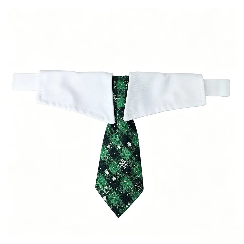 Christmas Dog Necktie, Red & Green Holiday Collar Bow Tie