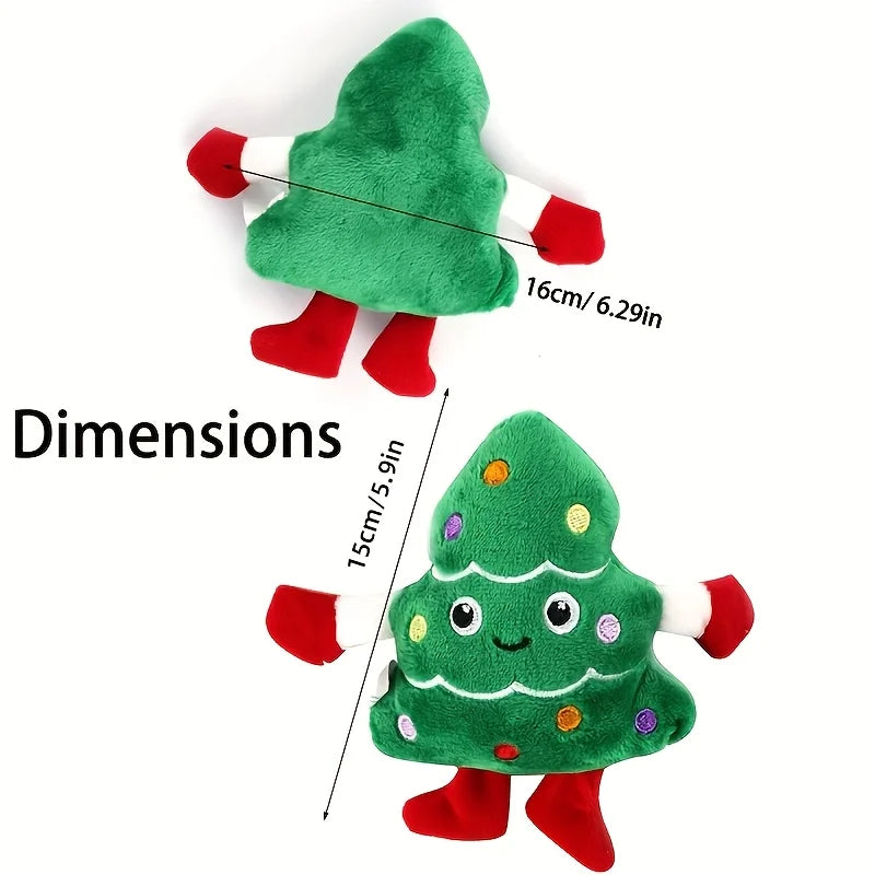 Festive Christmas Tree Plush Squeaky Chew Toy for Small Dogs