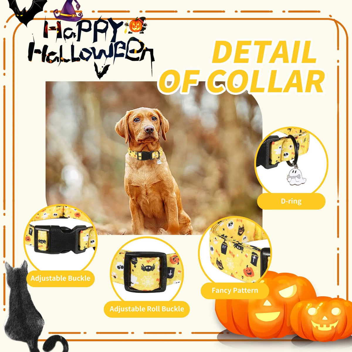 Halloween Pet Neck Ruff Collar, Costume Accessory for Dogs & Cats