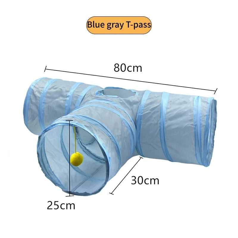 Foldable Cat Play Tunnel, Crinkle Peek-a-Boo Tube Toy
