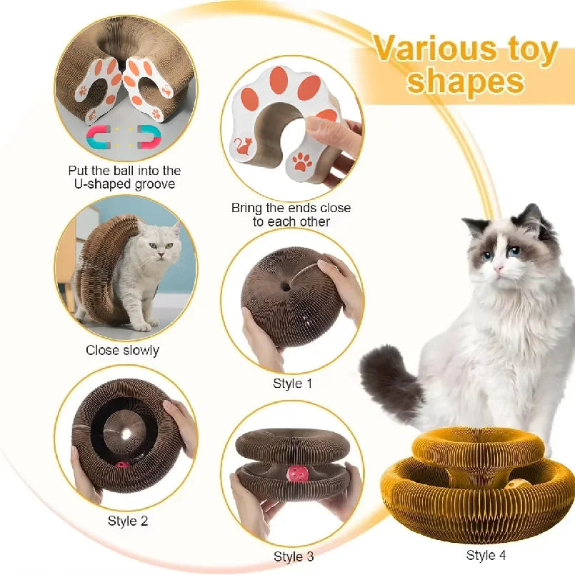 Foldable Accordion Cardboard Cat Scratching Board Lounge