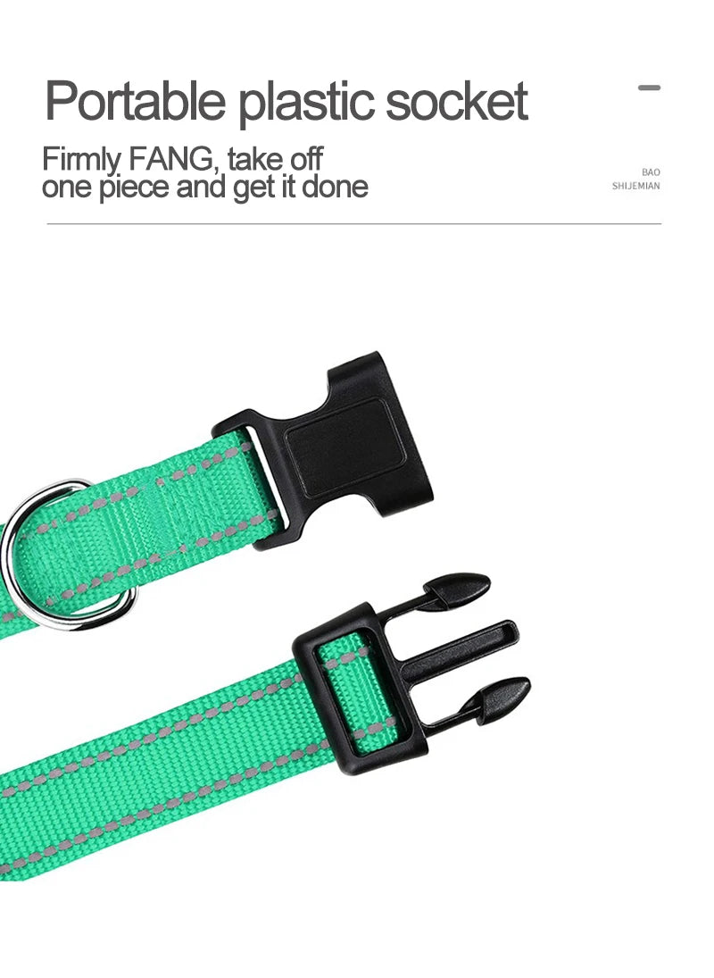 Adjustable Nylon Dog Collar, Soft Buckle Collar for Puppies & Dogs