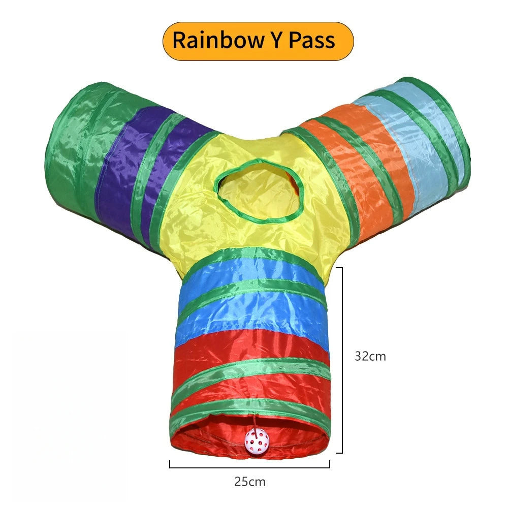 Foldable Cat Play Tunnel, Crinkle Peek-a-Boo Tube Toy