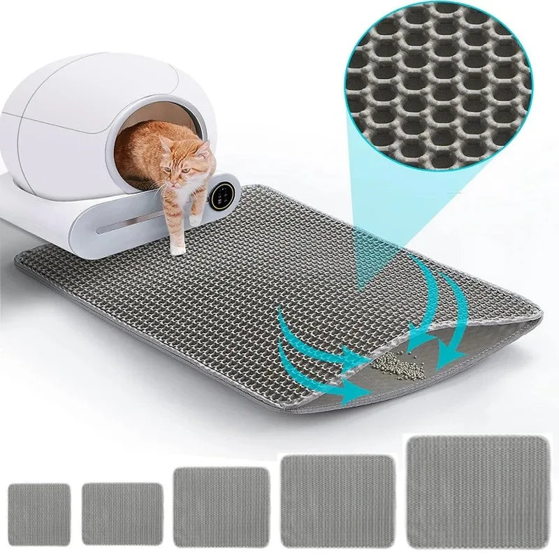 Heavy Duty Waterproof Cat Litter Mat, Double Layer Non-Slip