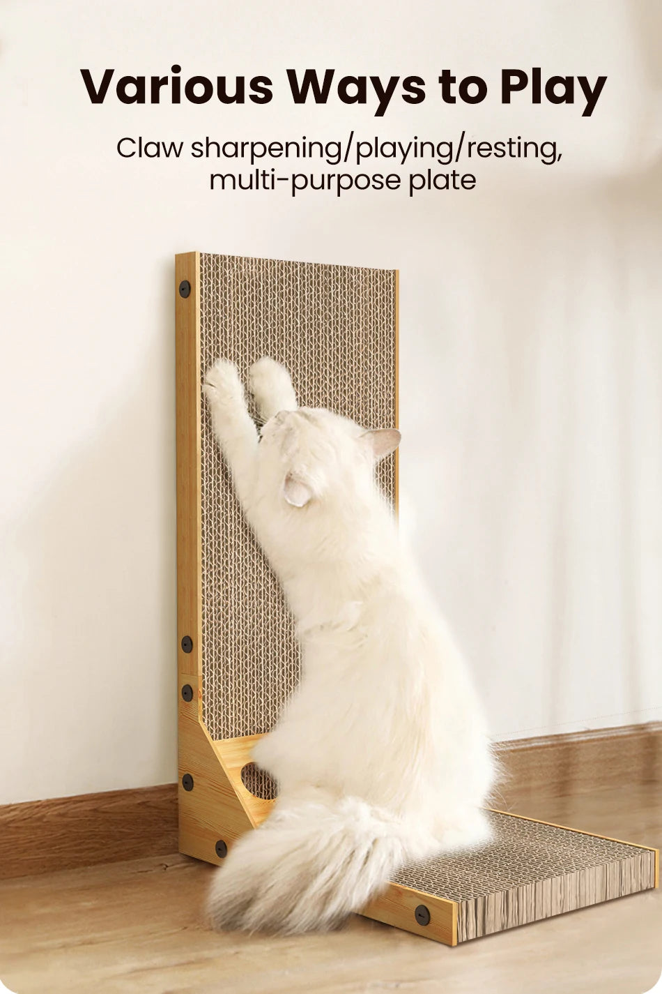 L-Shaped Cat Scratcher Board & Furniture Protector Scratch Mat