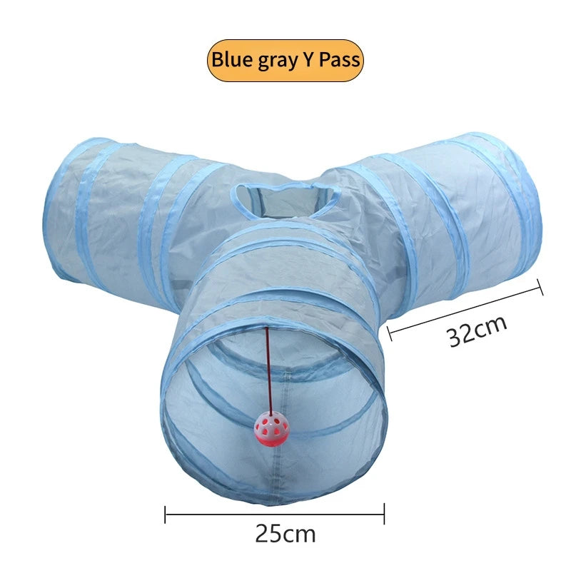 Foldable Cat Play Tunnel, Crinkle Peek-a-Boo Tube Toy