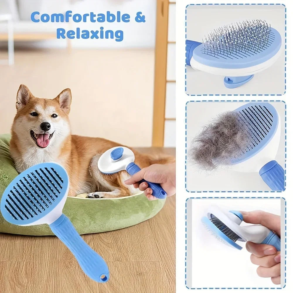 9-Piece Pet Grooming Kit with Brushes, Nail Clipper & Storage Bag