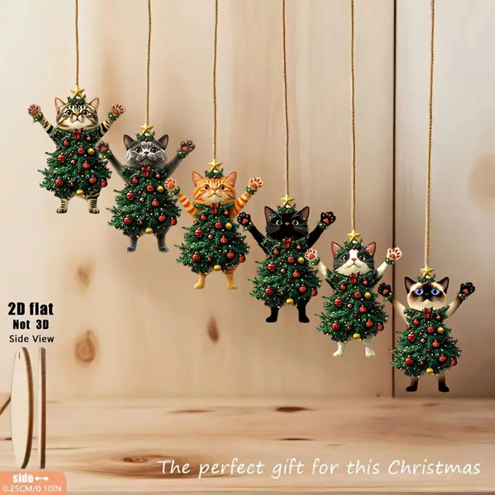 Christmas Cat Ornament, Holiday Home & Car Hanging Decor