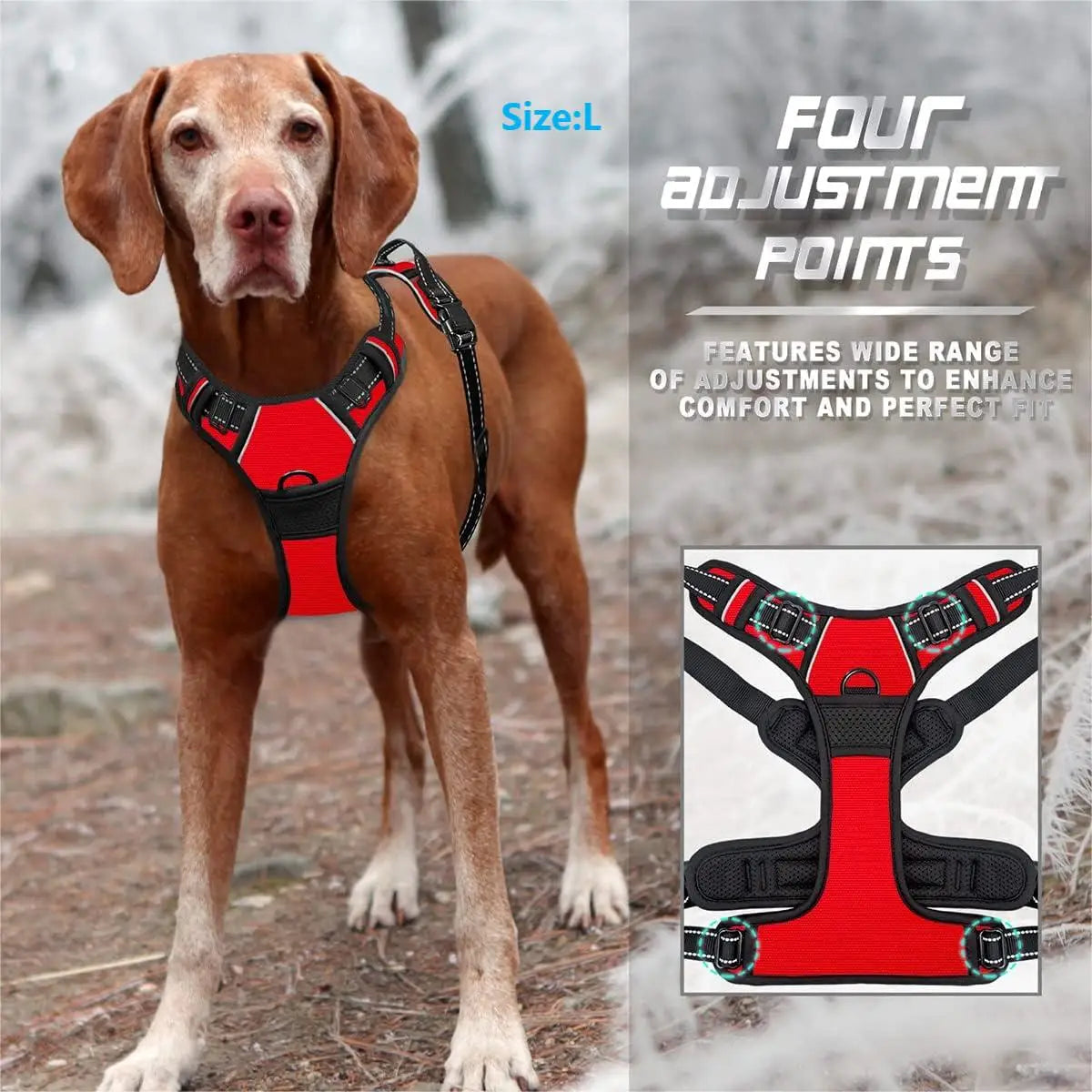Adjustable No-Pull Dog Harness with Front Clip & Reflective Strips