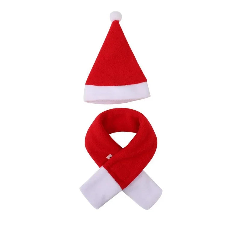 Christmas Hat and Scarf Set for Dogs and Cats, Photo Props