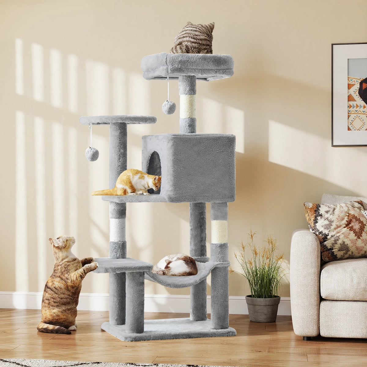 44-Inch Multi-Level Cat Tree with Scratching Posts