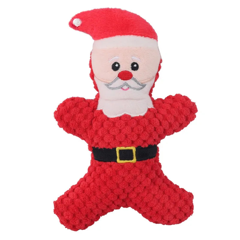Christmas Squeaky Plush Dog Toy, Santa, Reindeer & Gingerbread