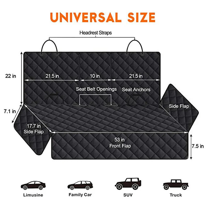 Waterproof Back Seat Dog Carrier Cover, Nonslip Car Seat Protector