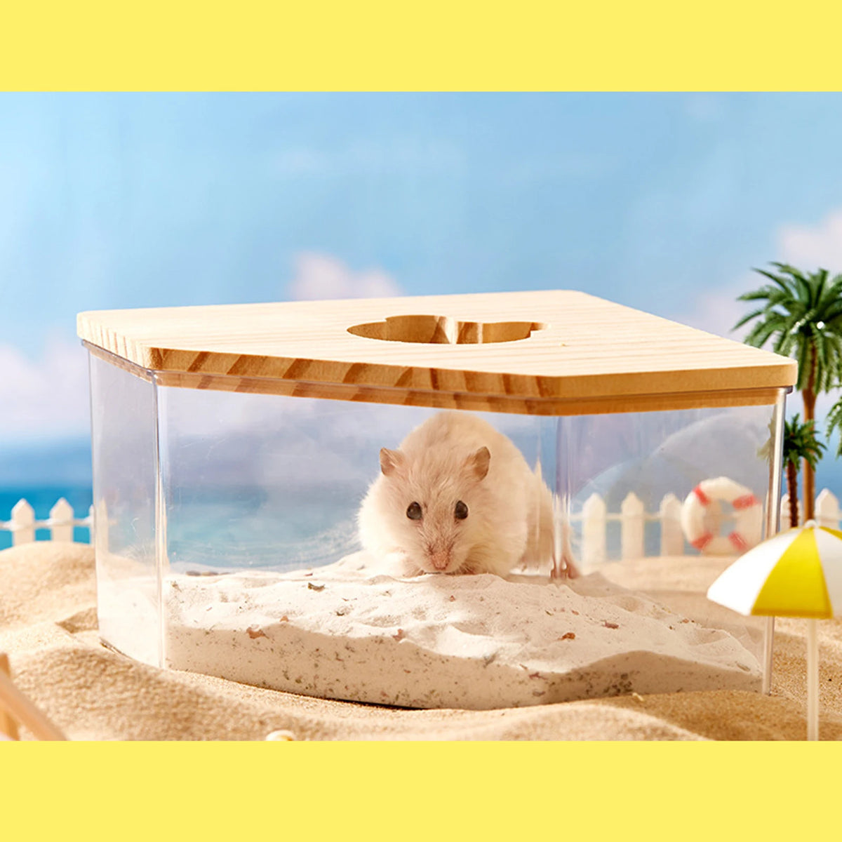 Clear Hamster Sand Bath Box, Small Pet Bathroom and Toilet House