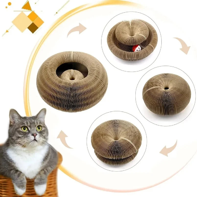 Foldable Accordion Cardboard Cat Scratching Board Lounge