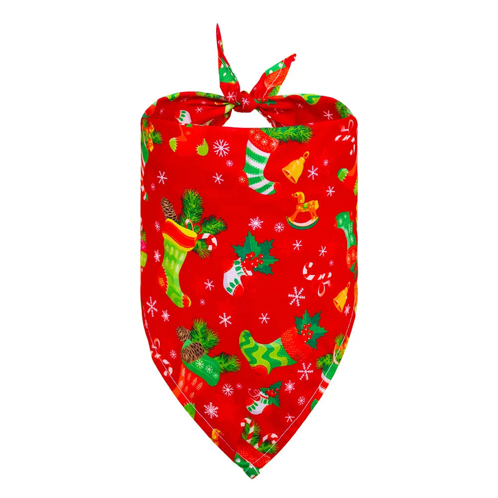 Christmas Dog Bandana Scarf, Holiday Triangle Bib for Dogs & Cats