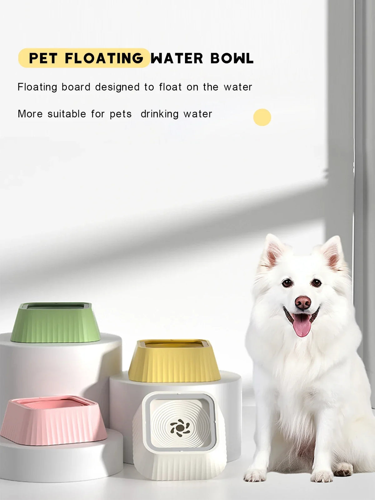 No-Spill Floating Plate Dog Water Bowl, Slow Drinking Dish