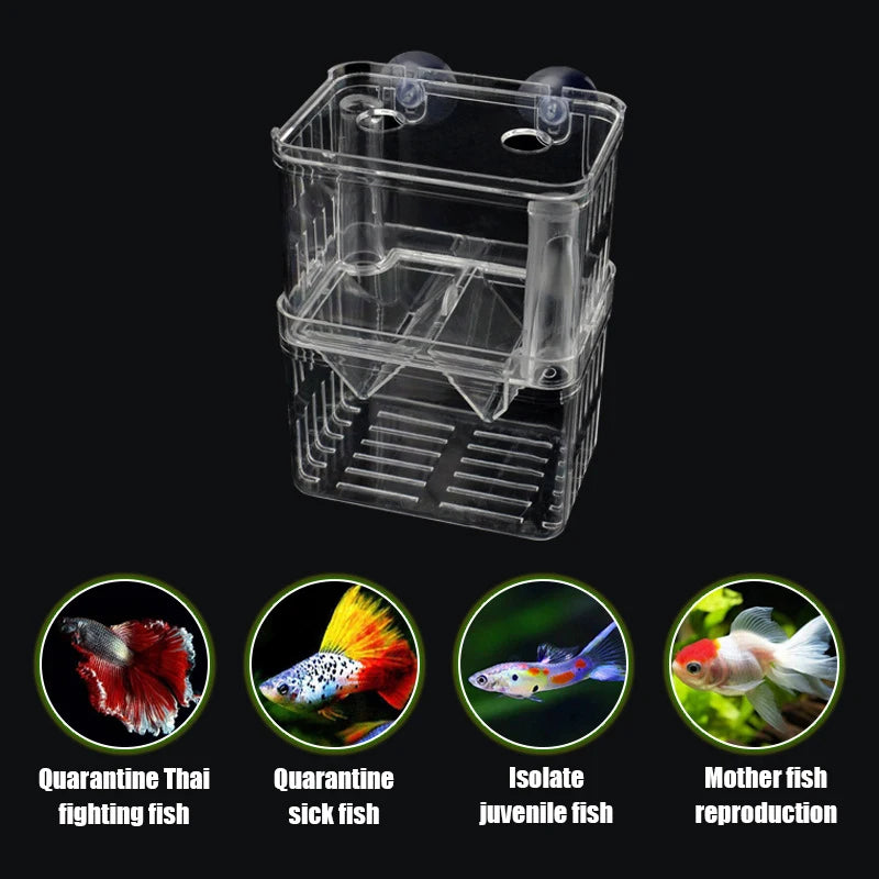 Clear Aquarium Fish Breeder Box, Hatchery for Betta, Guppy & Shrimp