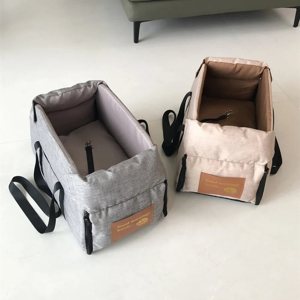 Console Booster Dog Car Seat with Safety Tether for Small Pets