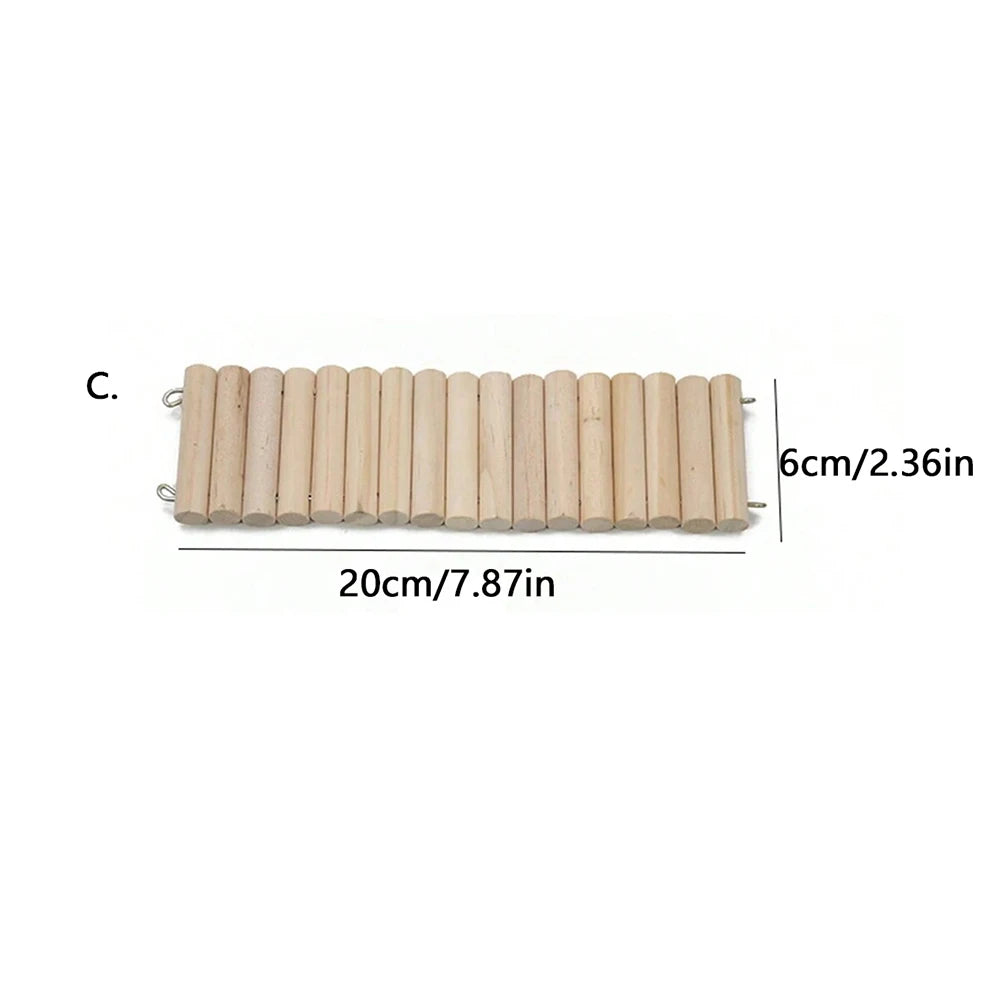 Wooden Hamster Bridge for Cage, Climbing Habitat Accessory