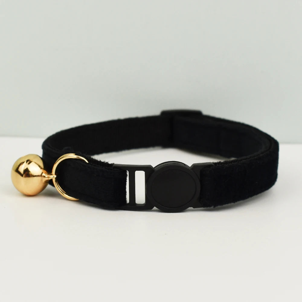 Adjustable Velvet Cat Collar with Bowknot, Safe Breakaway Style