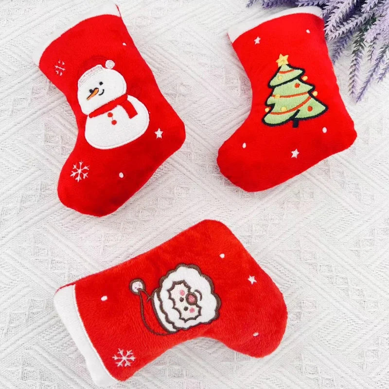Christmas Squeaky Plush Stocking Dog Toy