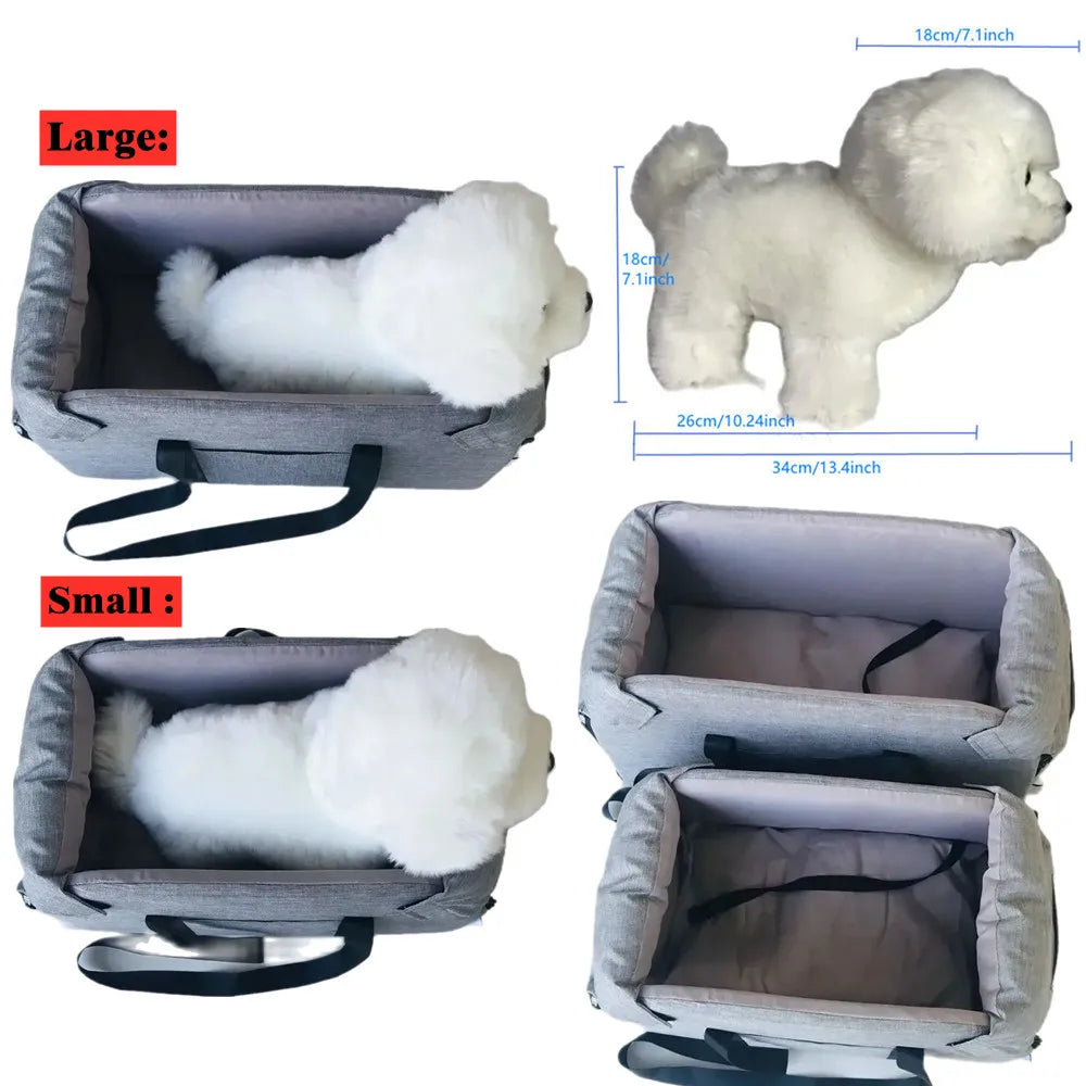Console Booster Dog Car Seat with Safety Tether for Small Pets