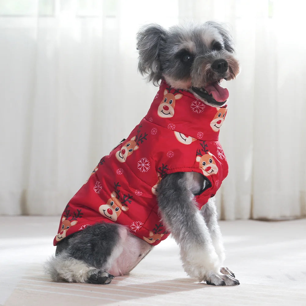 Christmas Snowman Print Dog Jacket for Small & Medium Dogs