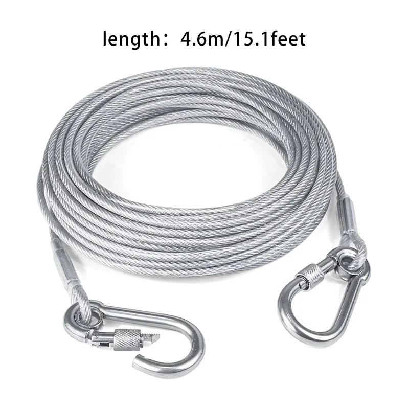 Double-Headed Dog Tie Out Cable, Rust-Proof Steel Wire Leash