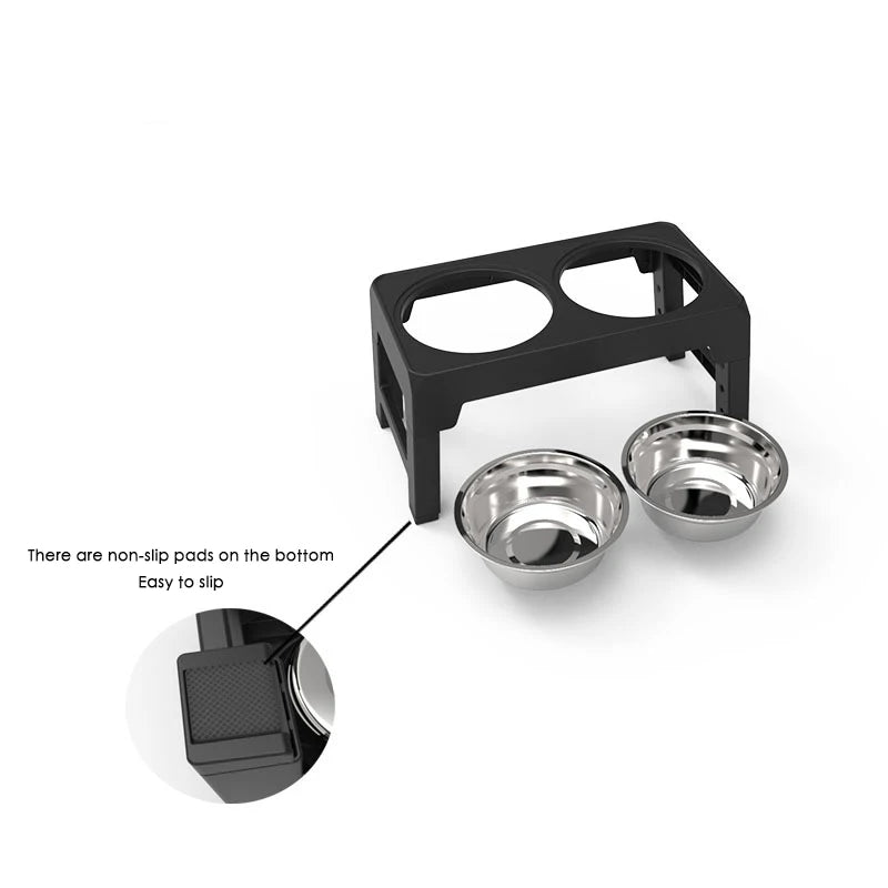 Adjustable Elevated Dog Bowl Stand with 2 Stainless Steel Bowls