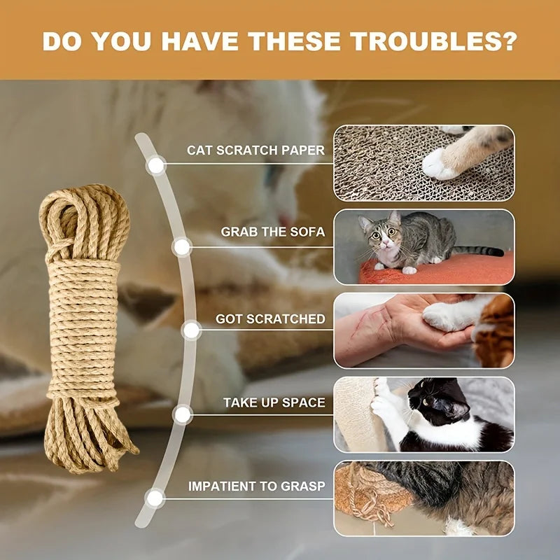 Natural Jute Rope Cat Scratcher for Furniture Protection 10M