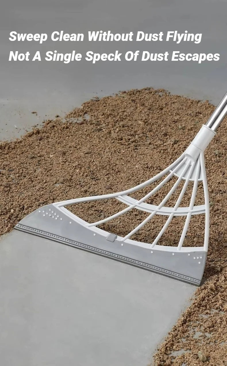 Silicone Pet Hair Broom and Floor Squeegee for Carpets and Tile Floors