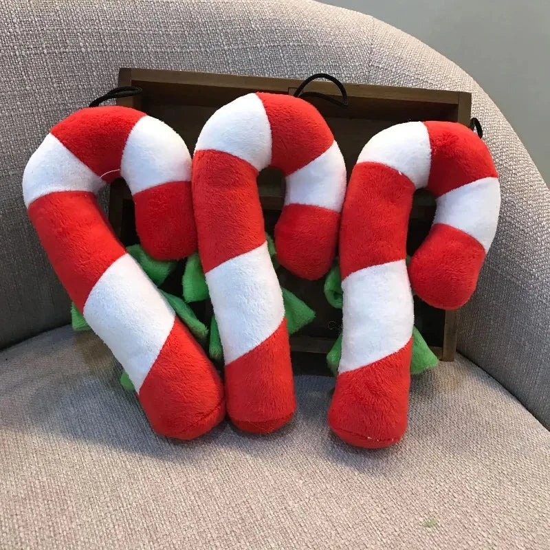 Festive Christmas Tree Plush Squeaky Chew Toy for Small Dogs