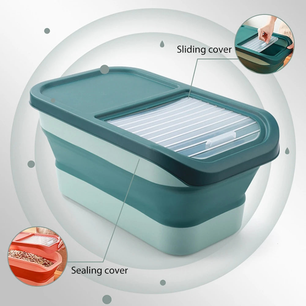 Collapsible Airtight Pet Food Storage Container with Lid, 13-33 lb