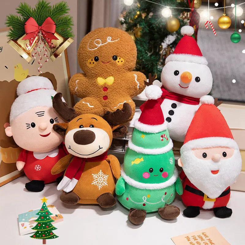 Christmas Tree & Gingerbread Plush Doll, Holiday Stuffed Toy Gift